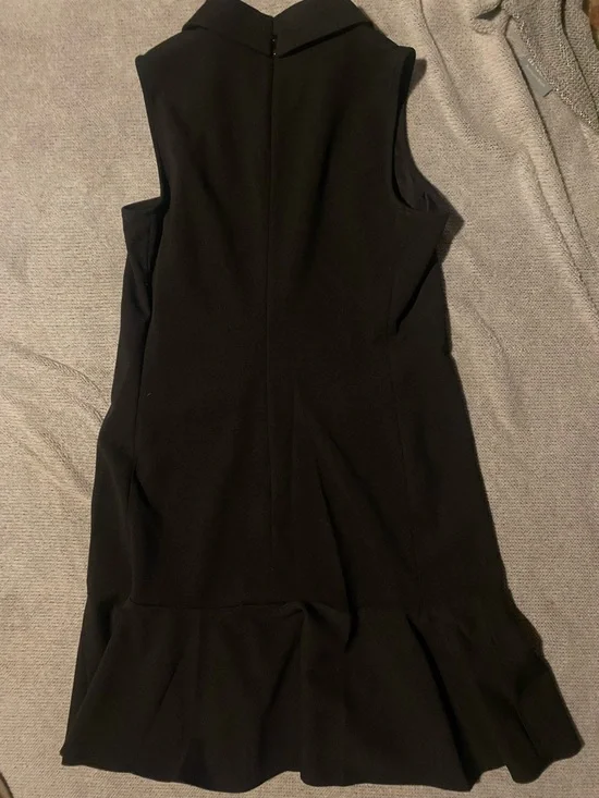(NWT) KARL LAGERFELD- Black Sleeveless Button-Front Ruffle Hem Mini Dress 🖤 ✨ - Picture 15 of 16